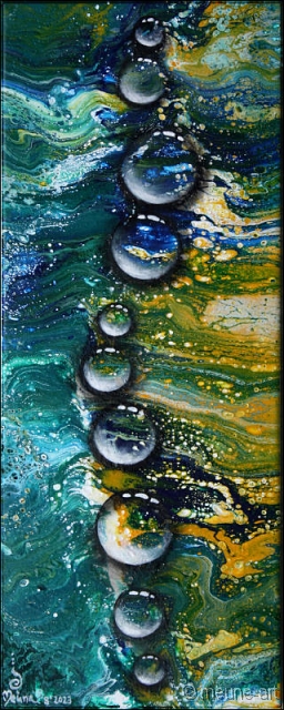 Bubbles Acryl Misch-Fließtechnik auf Leinwand; 20 x 50 cm; verkauft